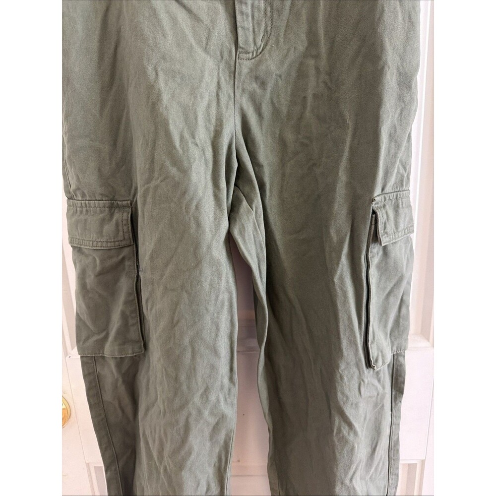 Women's Forever 21 High Waist Ankle Cuff Cotton Olive Green Jogger Cargo Pants M - Picture 3 of 7